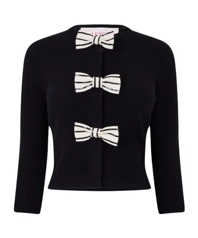 Valentino Bow Knit Cardigan In Black