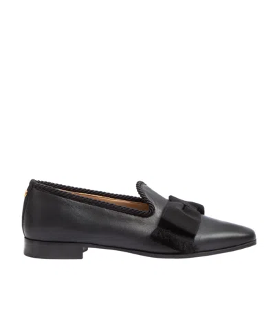 Valentino Garavani Leather Bow-detail Loafers In Black