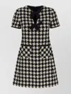 Valentino Embroidered Damier Light Tweed Short Dress
