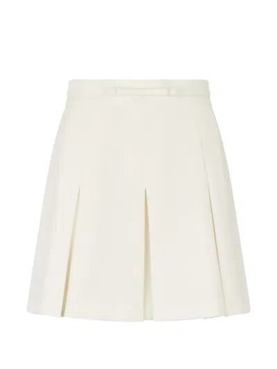 Valentino Bow Pleated Mini Skirt In White
