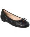 Valentino Quilted Leather Ballet Flats With Bow Detail In Black