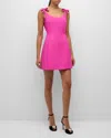 Valentino Bow Scoop-neck Sleeveless Crepe Mini Dress In Pink