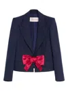 Valentino Fabric-covered Button Cuffs Peak Lapel Jacket In Black