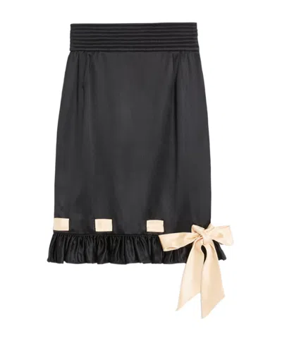 VALENTINO DOUBLE SATIN MIDI SKIRT