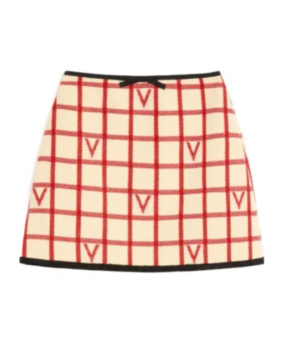 VALENTINO CHECK SKIRT WITH VLOGO