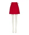 Valentino Bow-detailed Pleated Wool And Silk-blend Mini Skirt In Red