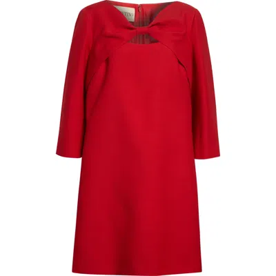 Valentino Bow Solid Crepe Couture Minidress In Multi