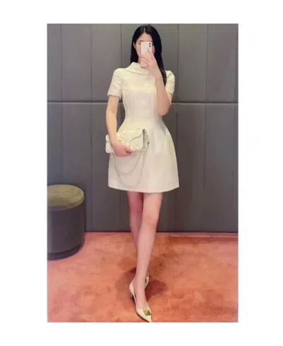 Valentino Bow Tie Detail Dress In Nude