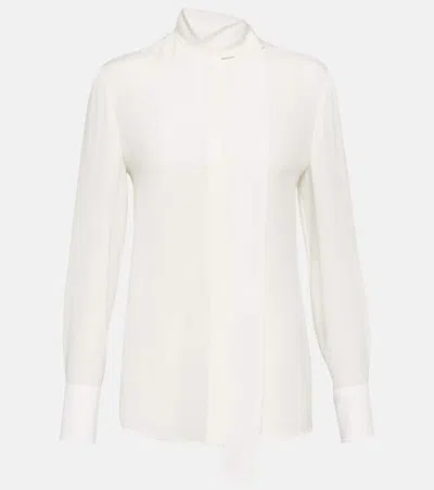 Valentino Bluse Aus Seidenjacquard Toile Iconographe Frau Elfenbein 46 In Weiss