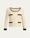 Valentino Bow Tweed Tailored Zip Jacket In Brown