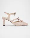 Valentino Bow Vlogo Strappy Leather Pumps In Pink