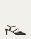 Valentino Bow Vlogo Strappy Leather Pumps In Black