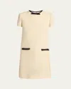 Valentino Bow-detail Wool-blend Tweed Minidress In Neutral