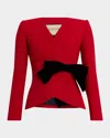 Valentino Bow Wrap Blazer Jacket In Red