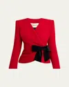 Valentino Tailored Jacket With Bow Detail And Long Sleeves In Red