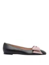 Valentino Round Toe Ballerina Shoes With Bow Detail In Black