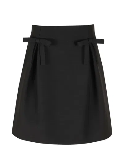 Valentino Bow-detail A-line Mini Skirt In Black
