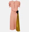 Valentino Garavani Drapes Sable Midi Dress In Pink