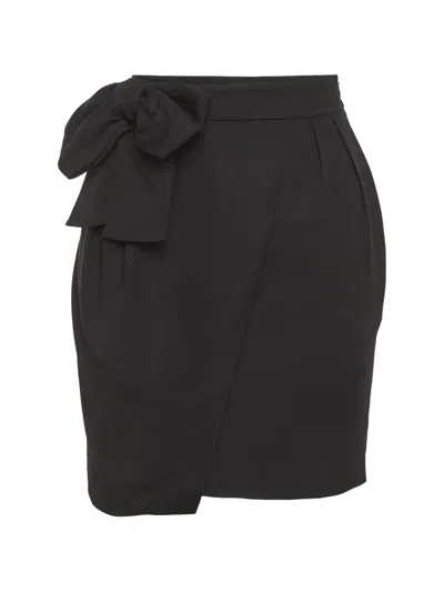 Pre-owned Valentino Bow-detail Mini Skirt In Black