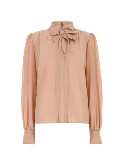 Valentino Bow-detail Pleated Blouse In Pink