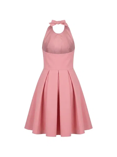 Valentino Bow-detail Pleated Dress In Pink