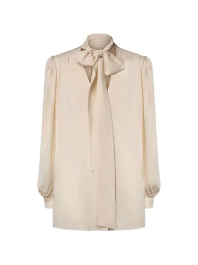 Valentino Bow-detail Silk Shirt In Pink