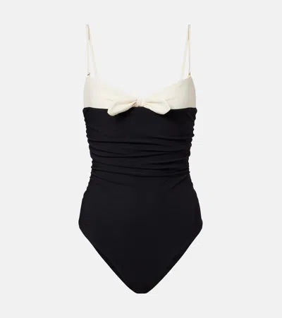 Valentino Bow-detail Swimsuit In Black