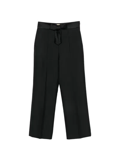 Valentino Bow-detail Tailored Trousers In Black