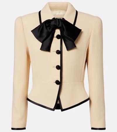 Valentino Bow-detail Virgin Wool Crêpe Jacket In Neutral