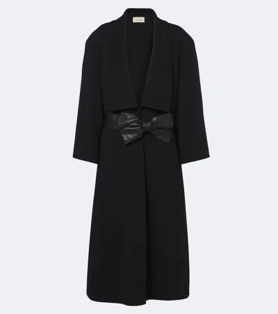 Valentino Bow-detail Wool And Cashmere Coat In Black