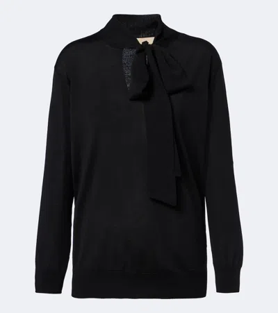Valentino Bow-detail Wool Sweater In Black
