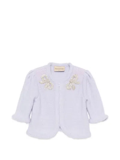 Valentino Bow-embellished Cardigan In White