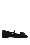 Valentino Satin Bow Mary Jane Ballerina Flats In Black