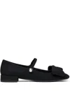 Valentino Satin Bow Mary Jane Ballerina Flats In Black