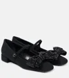 Valentino Crystal Bow Mary Jane Ballerina Flats In Black