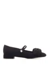 Valentino Satin Bow Mary Jane Ballerina Flats In Black