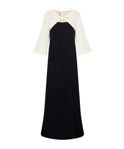 Valentino Bow-detailed Cutout Silk-cady Gown In Black