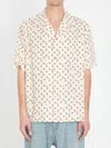 Valentino Cotton Poplin Bowling Shirt With Cherryfic Print In Neutral