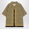 Valentino Bowling Shirt With Bulles Royales Print In Yellow