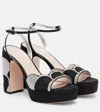 Valentino Bowow Strass Scallop Platform Sandals In Black