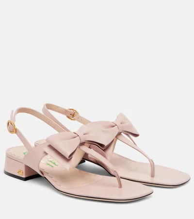 Valentino Garavani Bowow 25 Leather Thong Sandals In Pink