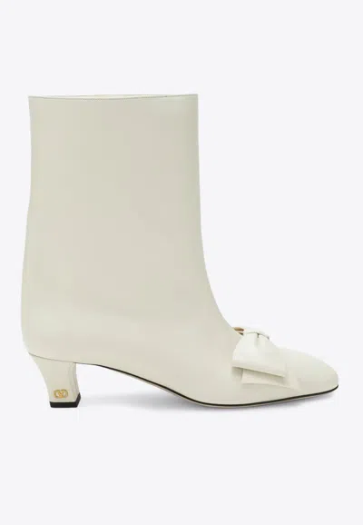 VALENTINO GARAVANI BOWOW 40 LEATHER ANKLE BOOTS
