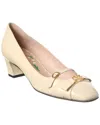 Valentino Bowow 45 Croc-embossed Leather Pump In Neutral