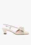 Valentino Bowow 45 Crystal Embellished Slingback Pumps In Ivory