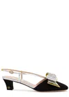 Valentino Bowow T. 45 Mid Heel Pumps In Black And Silver