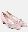 Valentino Embellished Bow Detail Pumps With Low Block Heel In Pink