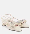 Valentino Bowow 45 Crystal Embellished Slingback Pumps In White