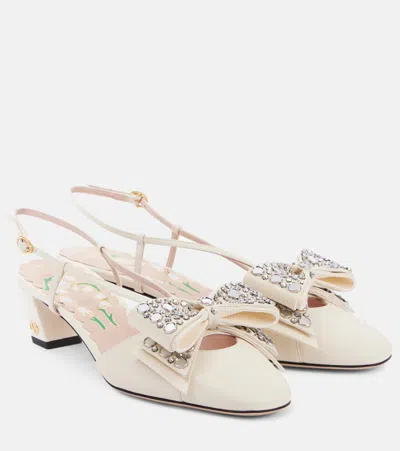 VALENTINO GARAVANI BOWOW 45 EMBELLISHED SLINGBACK PUMPS