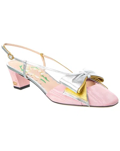 Valentino Garavani Valentino Bowow 45 Grosgrain & Leather Slingback Pump In Multi