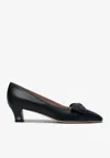 Valentino Bowow 45 Laminated Leather Pumps In Black